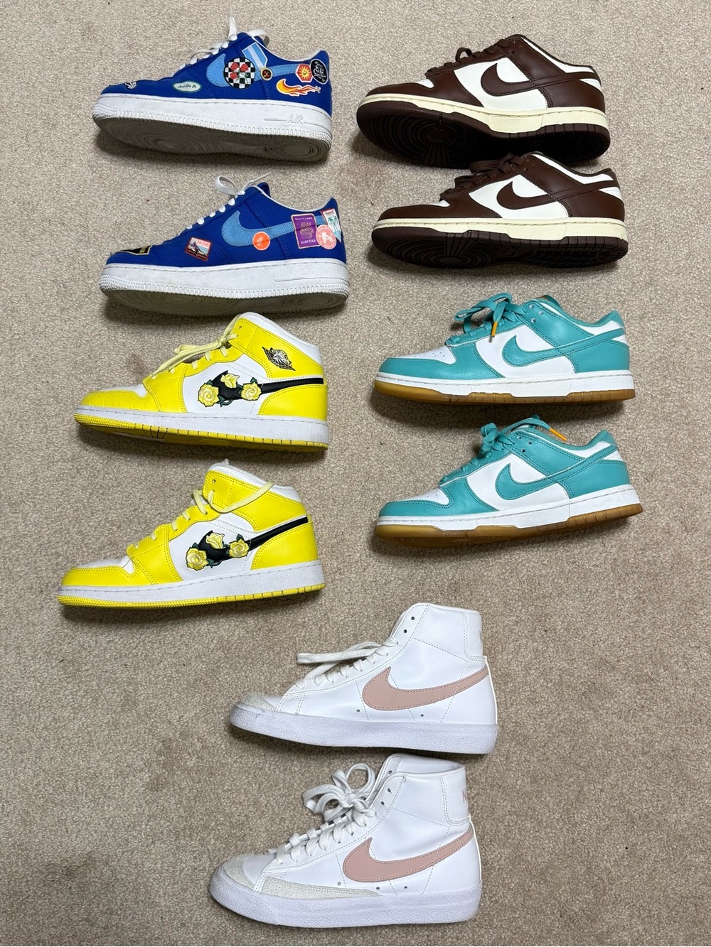 Nike Sneaker Lot – Dunks, Air Force 1s, Jordan 1 Mid & Blazer Mid